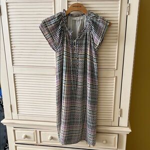 LOFT Multicolor Checkered Midi Dress